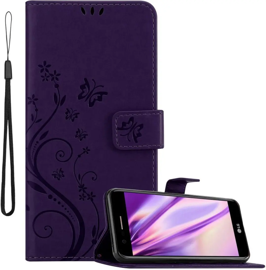 Cadorabo Hoesje geschikt voor LG K10 2018 / K11 / K11 PLUS in BLOEMEN DONKER PAA