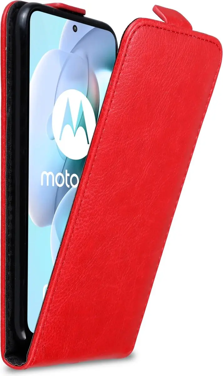 Cadorabo Hoesje geschikt voor Motorola MOTO G31 / G41 in APPEL ROOD - Beschermhoes in flip design Case Cover met magnetische sluiting