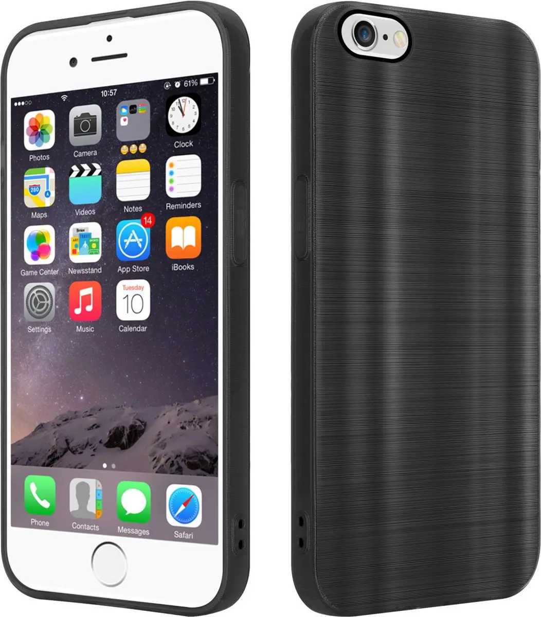 Cadorabo Hoesje geschikt voor Apple iPhone 6 / 6S in Brushed Zwart