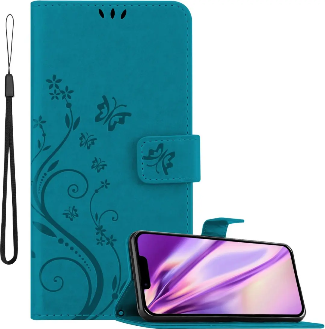 Cadorabo Hoesje geschikt voor Apple iPhone 14 PLUS in BLOEMEN BLAUW