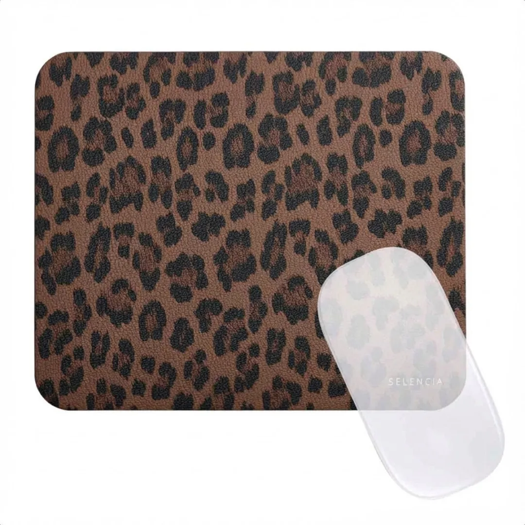 Selencia Sabi Kunstleren Muismat Panterprint 20x24cm Mocha Brown