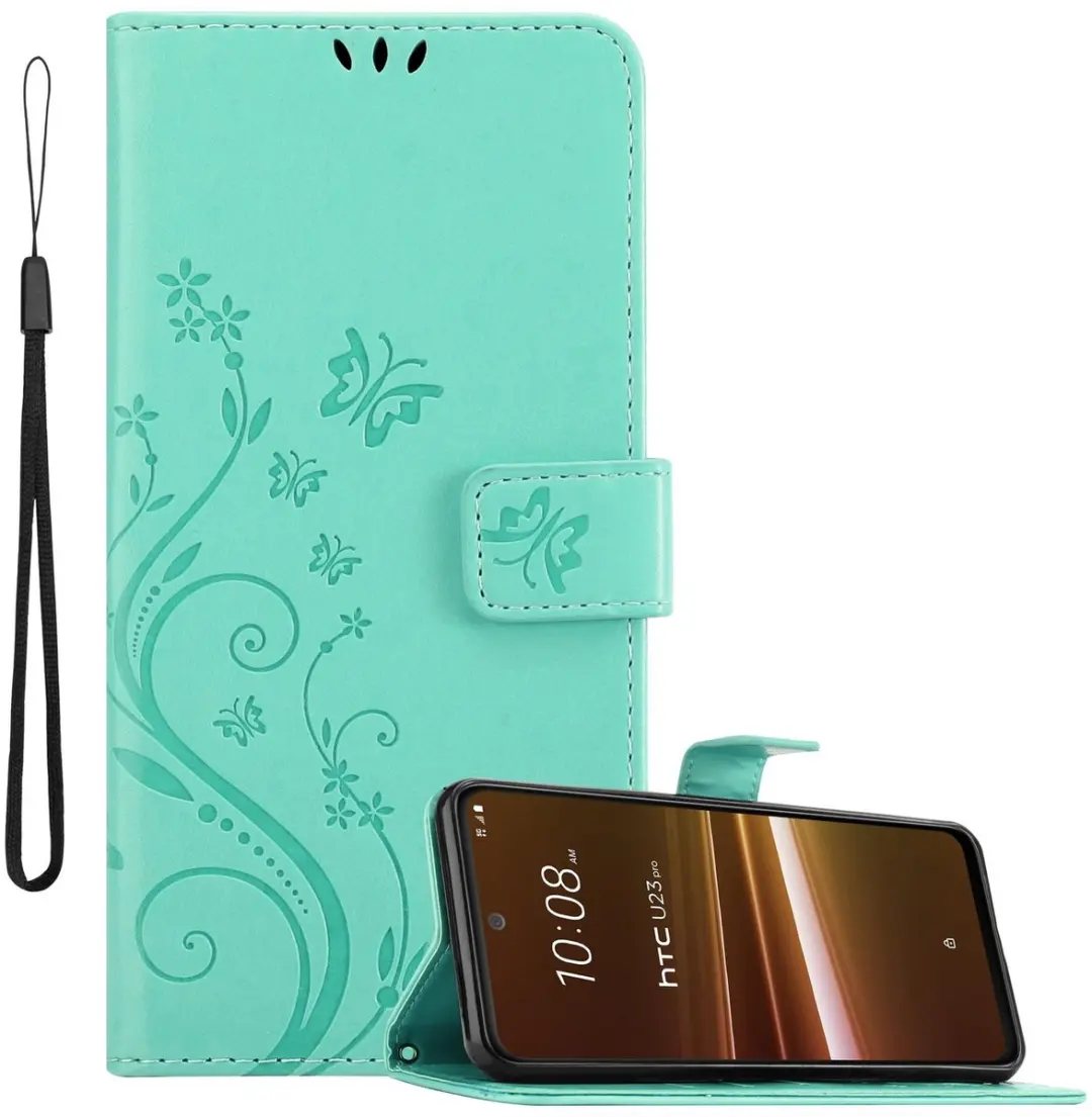 Cadorabo Hoesje geschikt voor HTC U23 PRO in BLOEMEN TURKOOIS