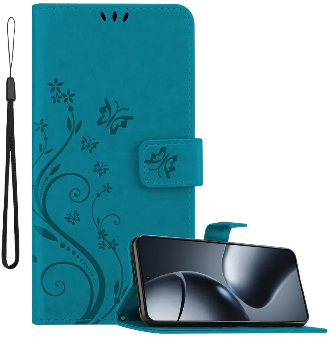Cadorabo Hoesje geschikt voor Xiaomi 14T Pro in BLOEMEN BLAUW