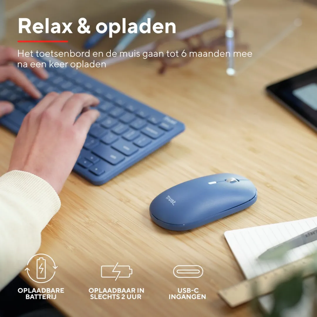 Trust Lyra Draadloos Toetsenbord & Muis - Blauw