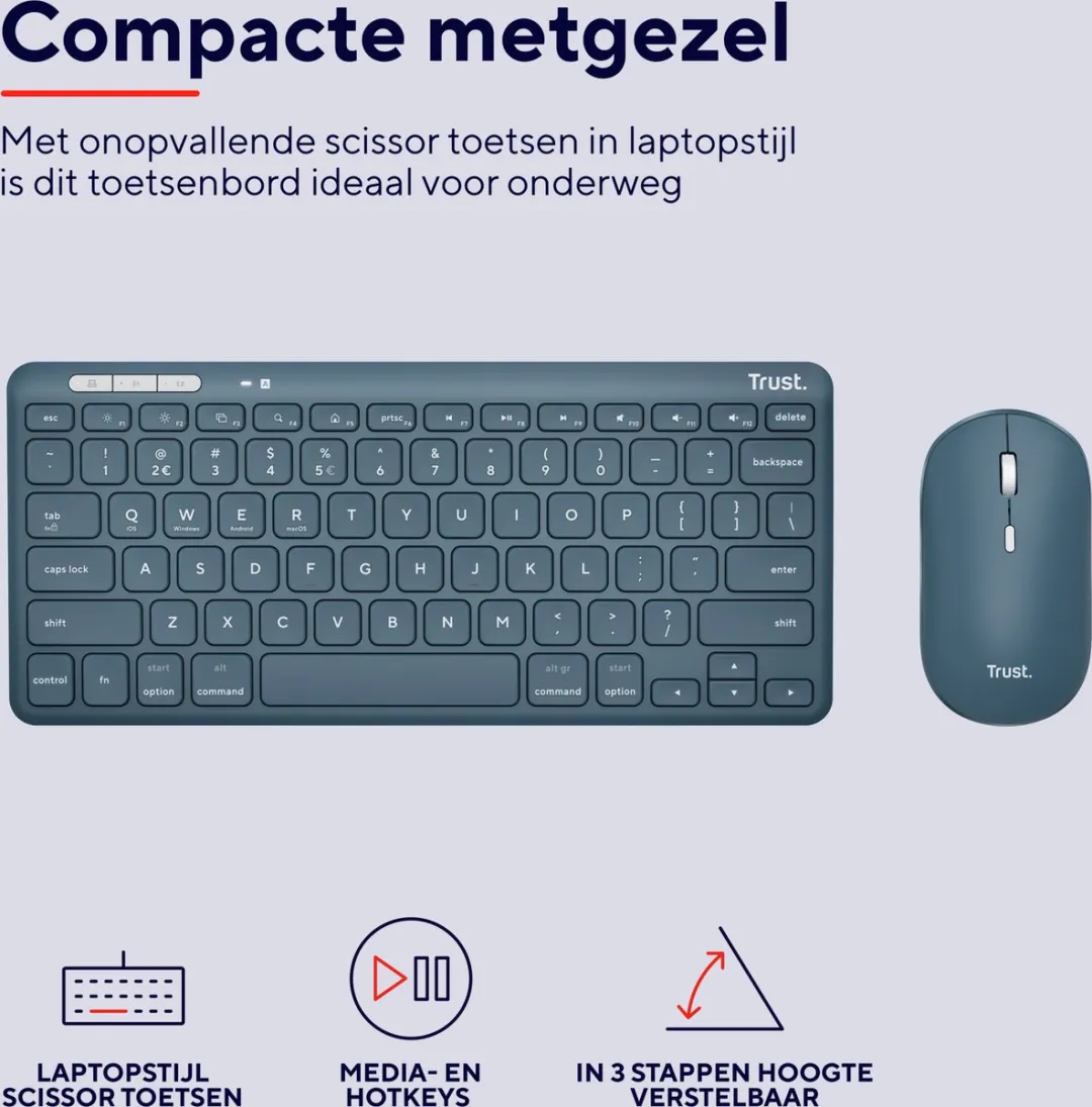 Trust Lyra Draadloos Toetsenbord & Muis - Blauw