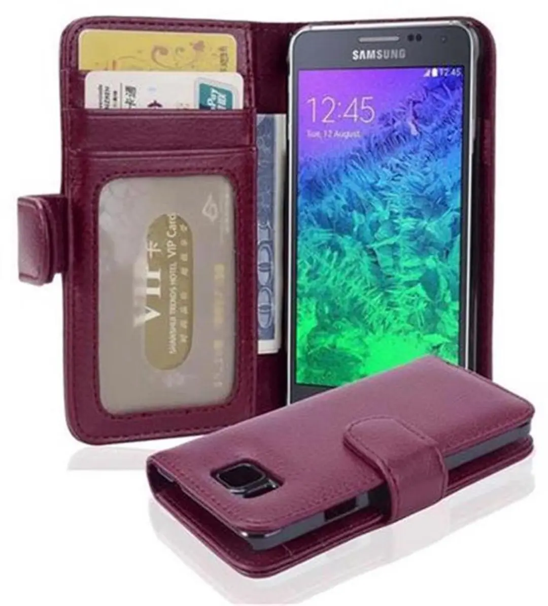 Cadorabo Hoesje geschikt voor Samsung Galaxy ALPHA in BORDEAUX PAARS