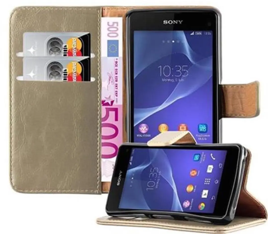 Cadorabo Hoesje geschikt voor Sony Xperia Z1 COMPACT in CAPPUCCINO BRUIN