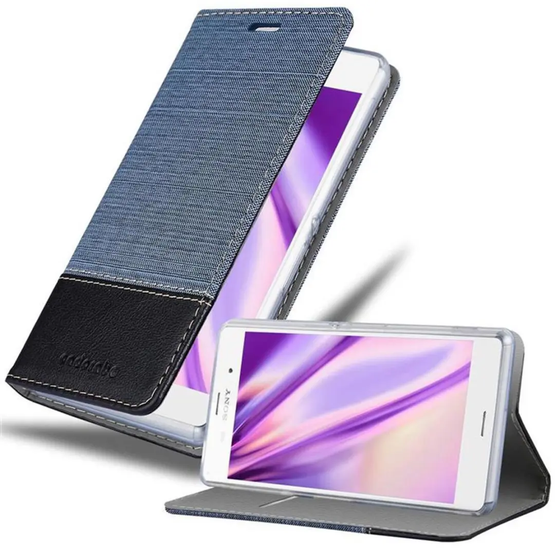Cadorabo Hoesje geschikt voor Sony Xperia Z3 in DONKERBLAUW ZWART