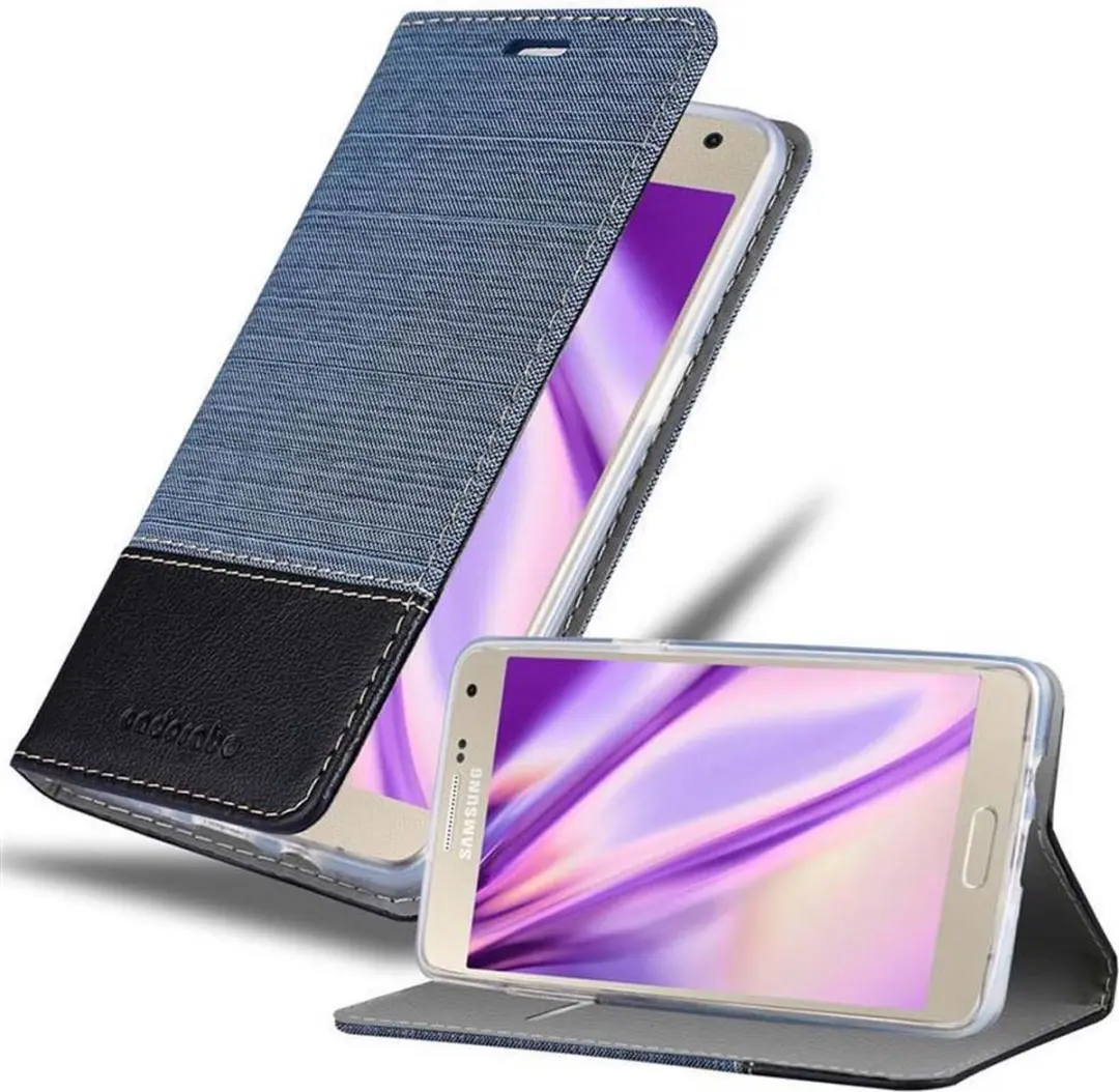 Cadorabo Hoesje geschikt voor Samsung Galaxy A7 2015 in DONKERBLAUW ZWART