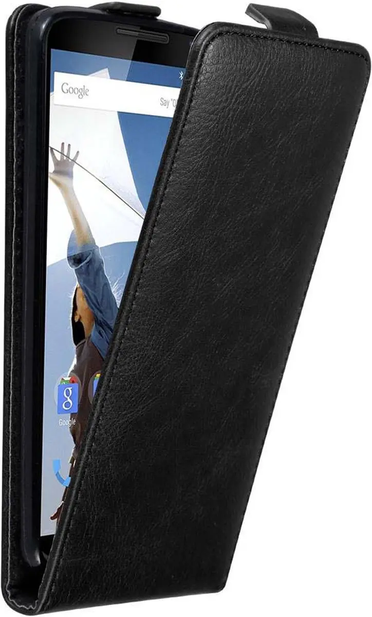 Cadorabo Hoesje geschikt voor Motorola Google NEXUS 6 in ZWARTE NACHT