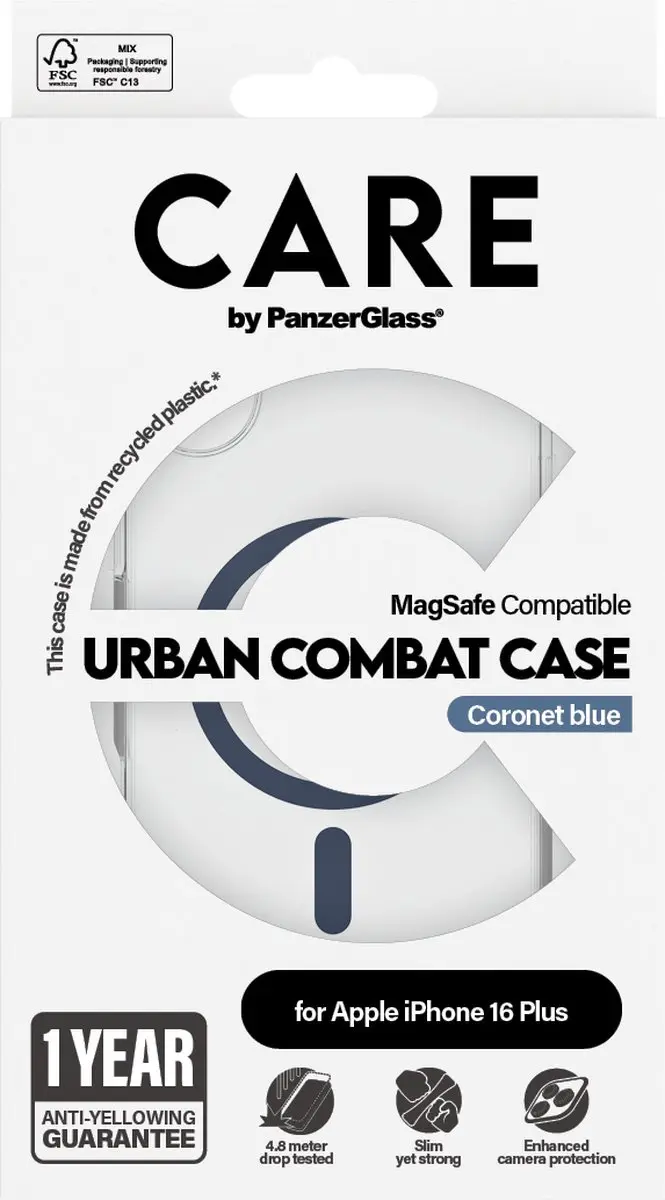 PanzerGlass CARE Urban Combat Hoesje iPhone 16 Plus - Blauw - afbeelding 5 van 6