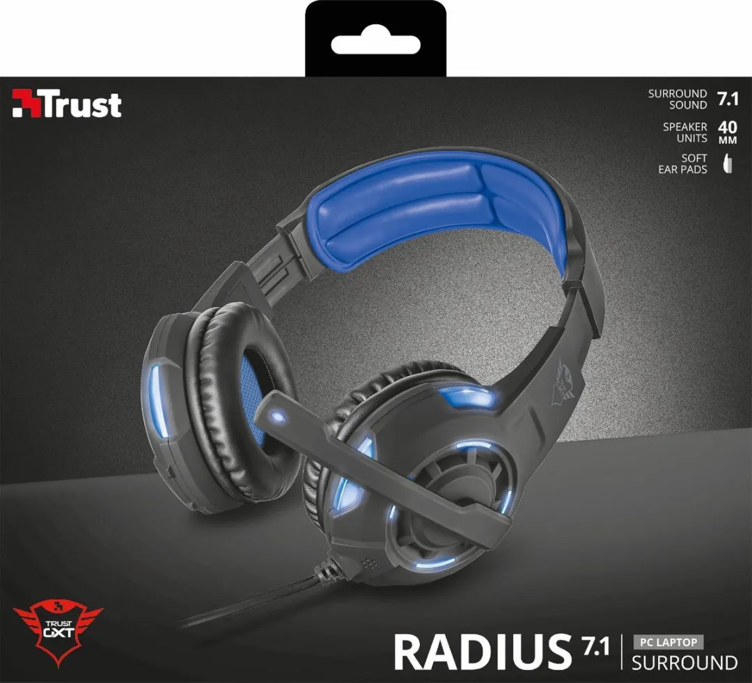 Trust GXT 350 Radius Headset 7.1 - Zwart/Blauw - afbeelding 6 van 6