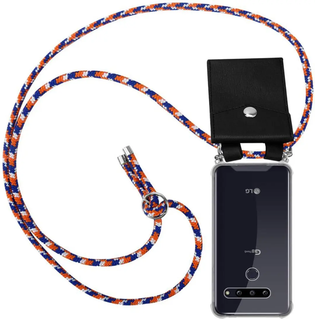 Cadorabo Hoesje geschikt voor LG G8 ThinQ in ORANJE BLAUW WIT