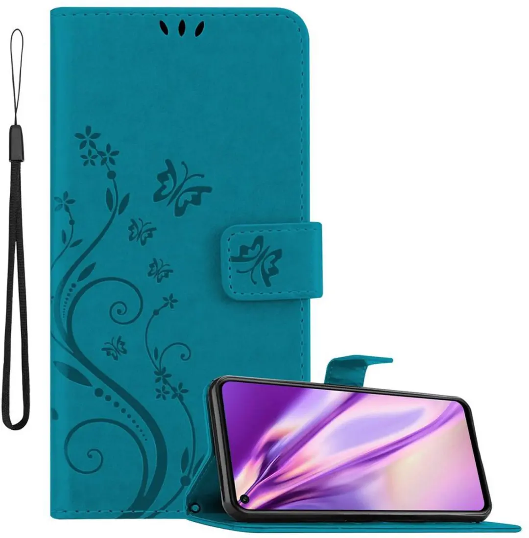 Cadorabo Hoesje geschikt voor Honor 20 / 20S / Huawei NOVA 5T in BLOEMEN BLAUW