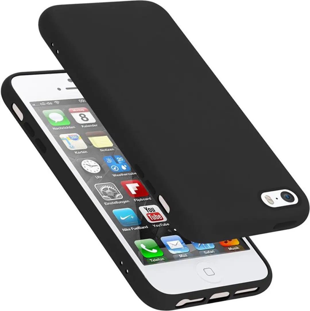 Cadorabo Hoesje geschikt voor Apple iPhone 5 / 5S / SE 2016 in LIQUID ZWART