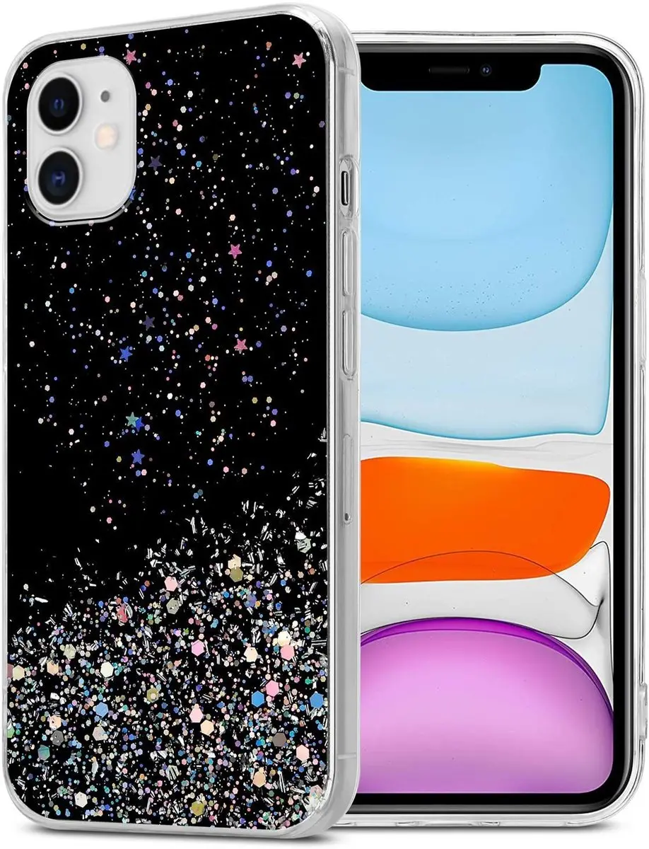 Cadorabo Hoesje geschikt voor Apple iPhone 11 PRO in Zwart met Glitter