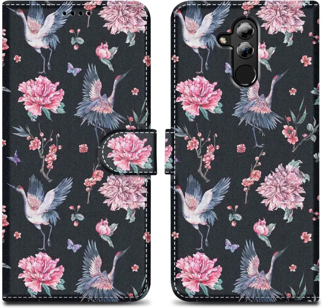 Cadorabo Hoesje geschikt voor Huawei MATE 20 LITE - Design Kraan & Bloemen No. 9 - Beschermhoes Case Cover met magnetische sluiting, standaardfunctie en kaartvakje