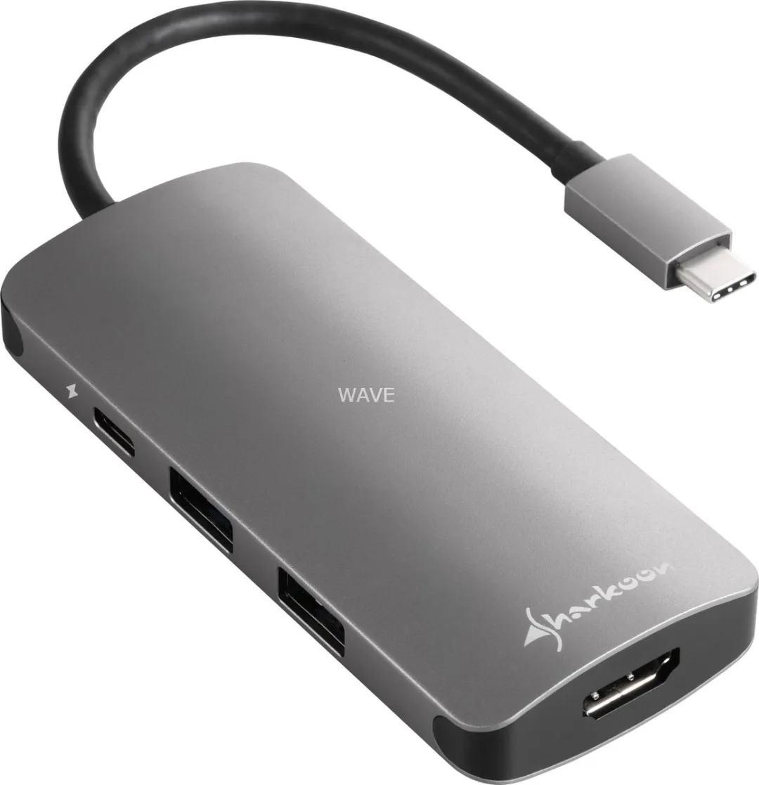 Sharkoon USB Hub 4044951026715 - 4 Poorten Grijs