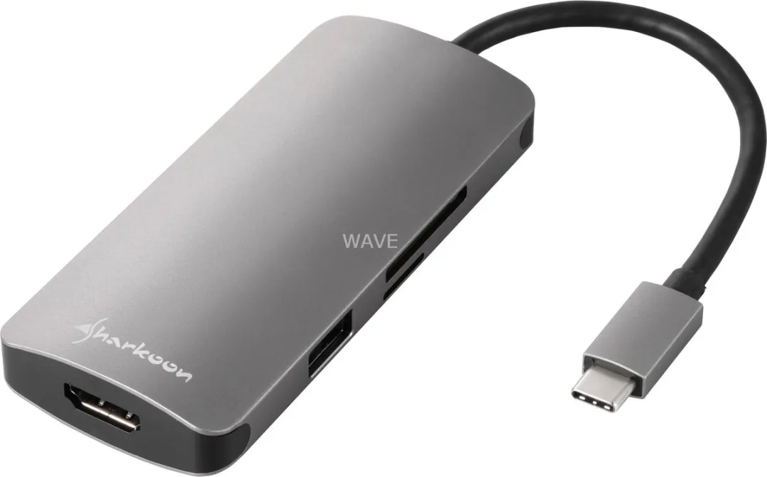 Sharkoon USB Hub 4044951026715 - 4 Poorten Grijs