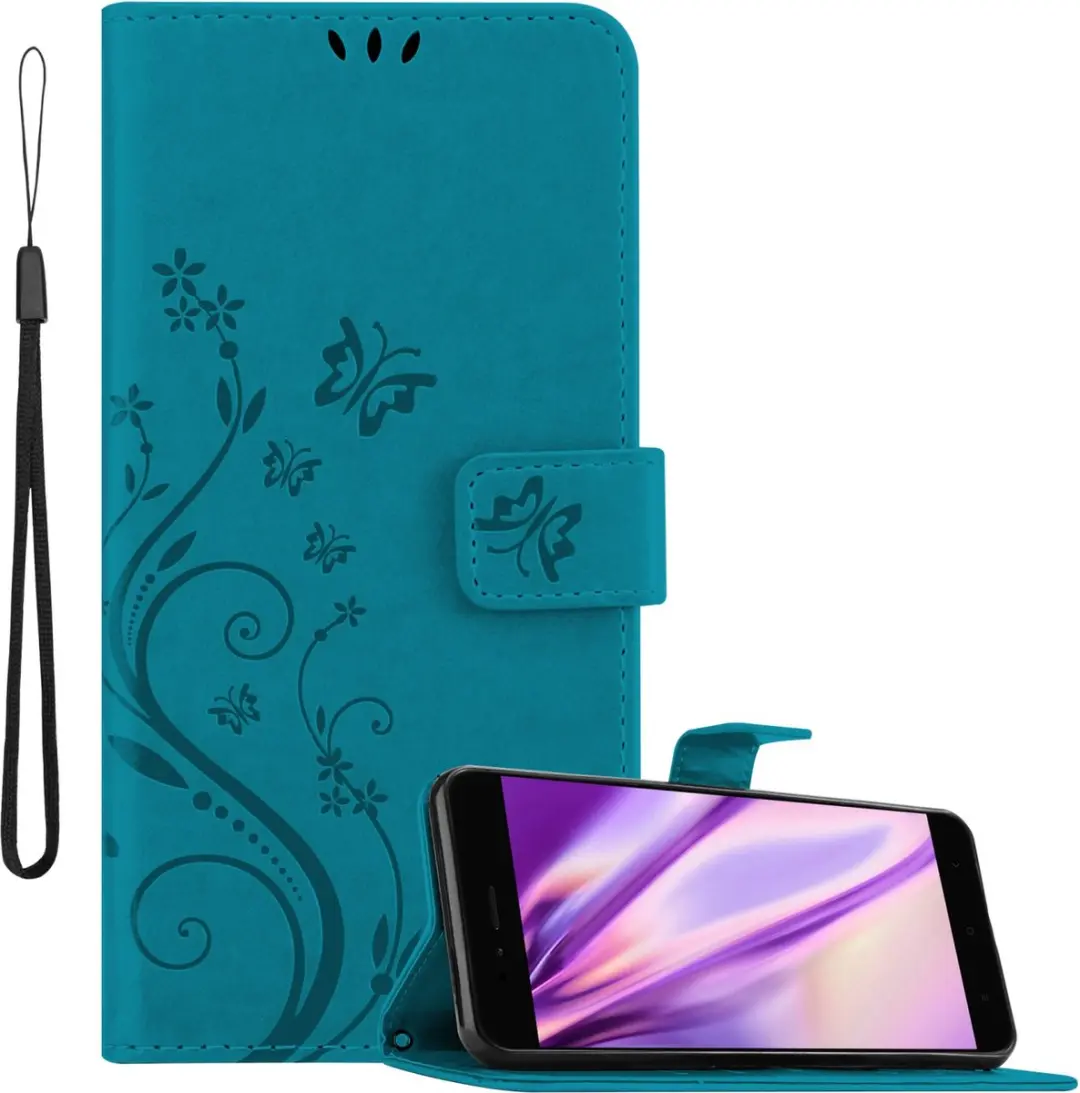 Cadorabo Hoesje geschikt voor Xiaomi Mi A1 / Mi 5X in BLOEMEN BLAUW