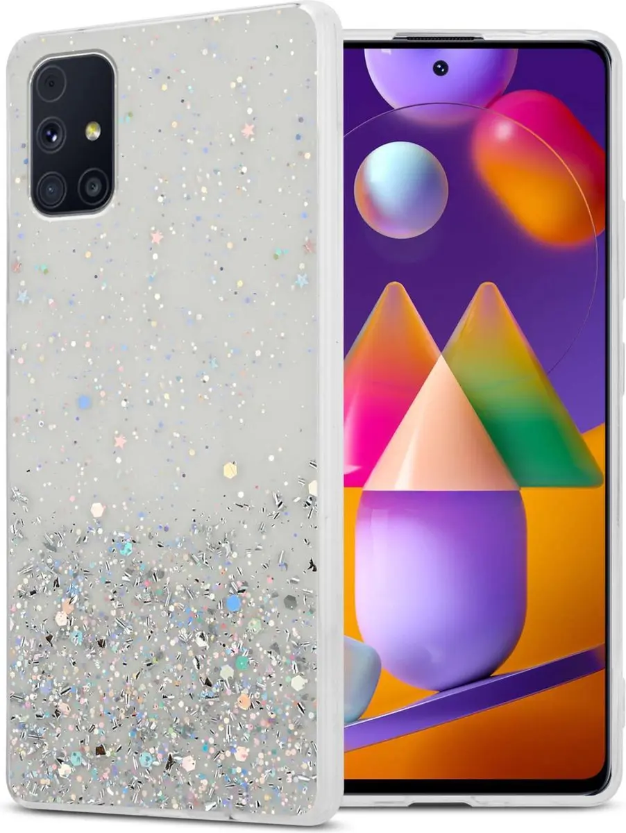 Cadorabo Hoesje geschikt voor Samsung Galaxy M31s in Transparant met Glitter