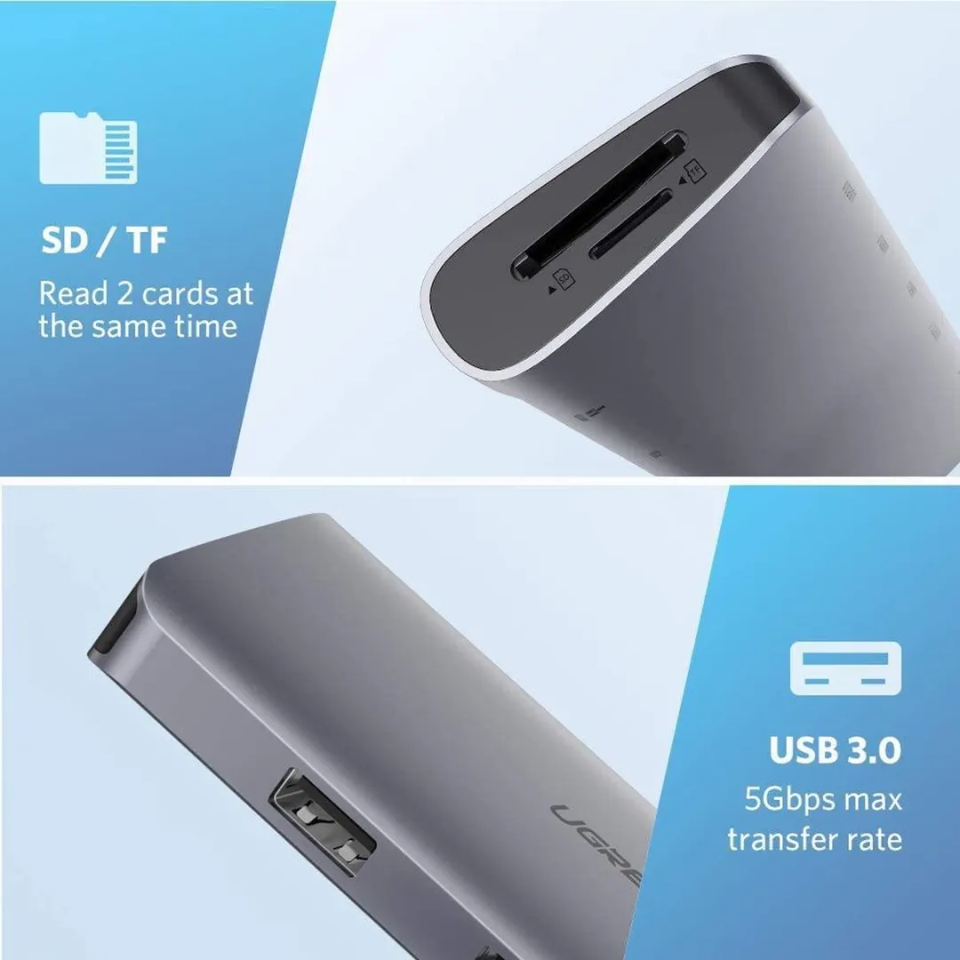 Ugreen 40873 9-in-1 USB-C Hub Pro - Grijs