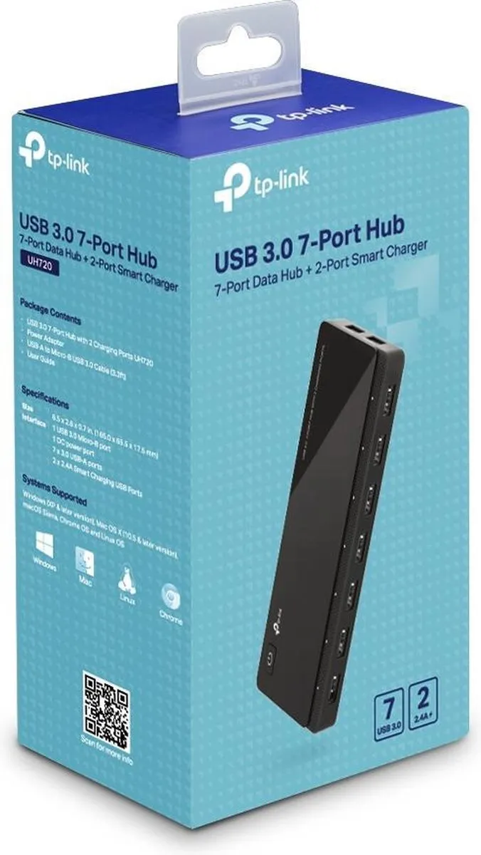 TP-Link UH720 7-Poort USB 3.0 Hub - Zwart - afbeelding 6 van 11