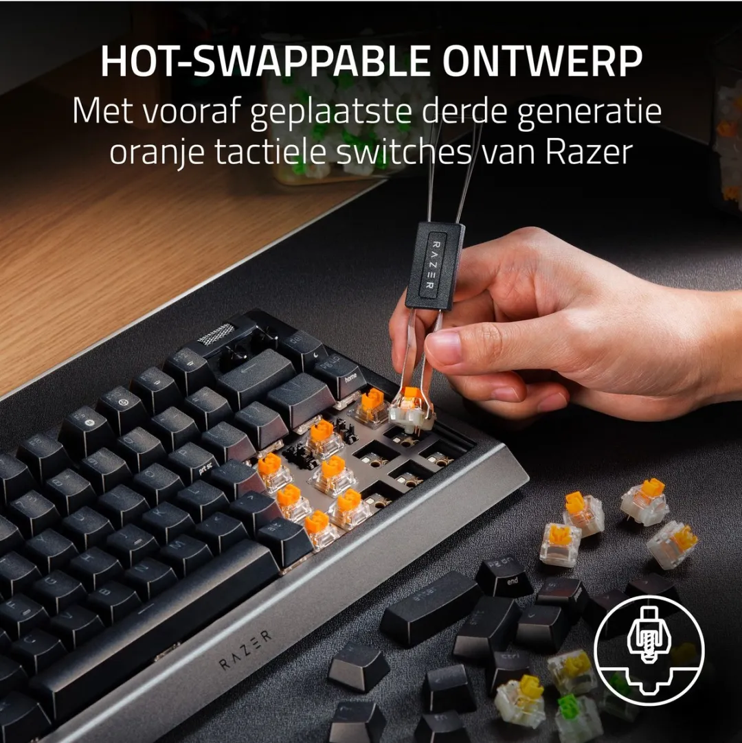 Razer BlackWidow V4 75% RZ03-05000100-R3M1 Gaming Toetsenbord - Orange Switch - Zwart