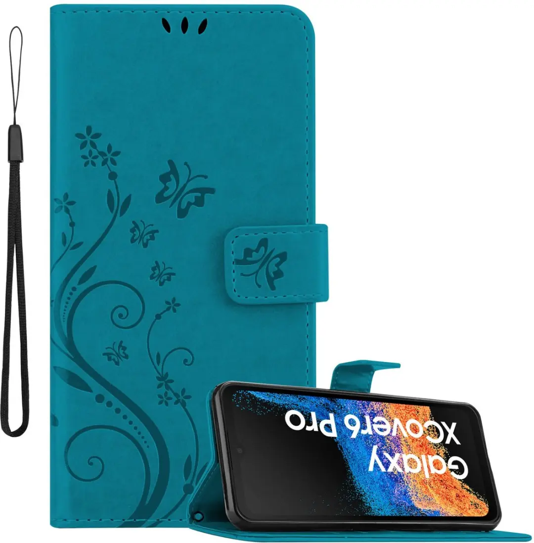 Cadorabo Hoesje geschikt voor Samsung Xcover 6 Pro in BLOEMEN BLAUW