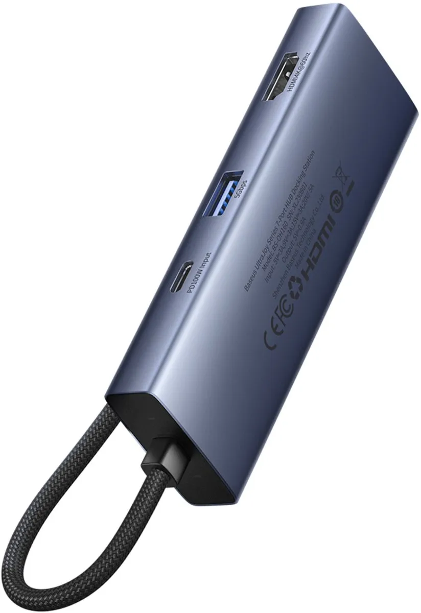 Baseus UltraJoy 7-in-1 USB-C Hub 4K 60Hz - 100W - Space Grey