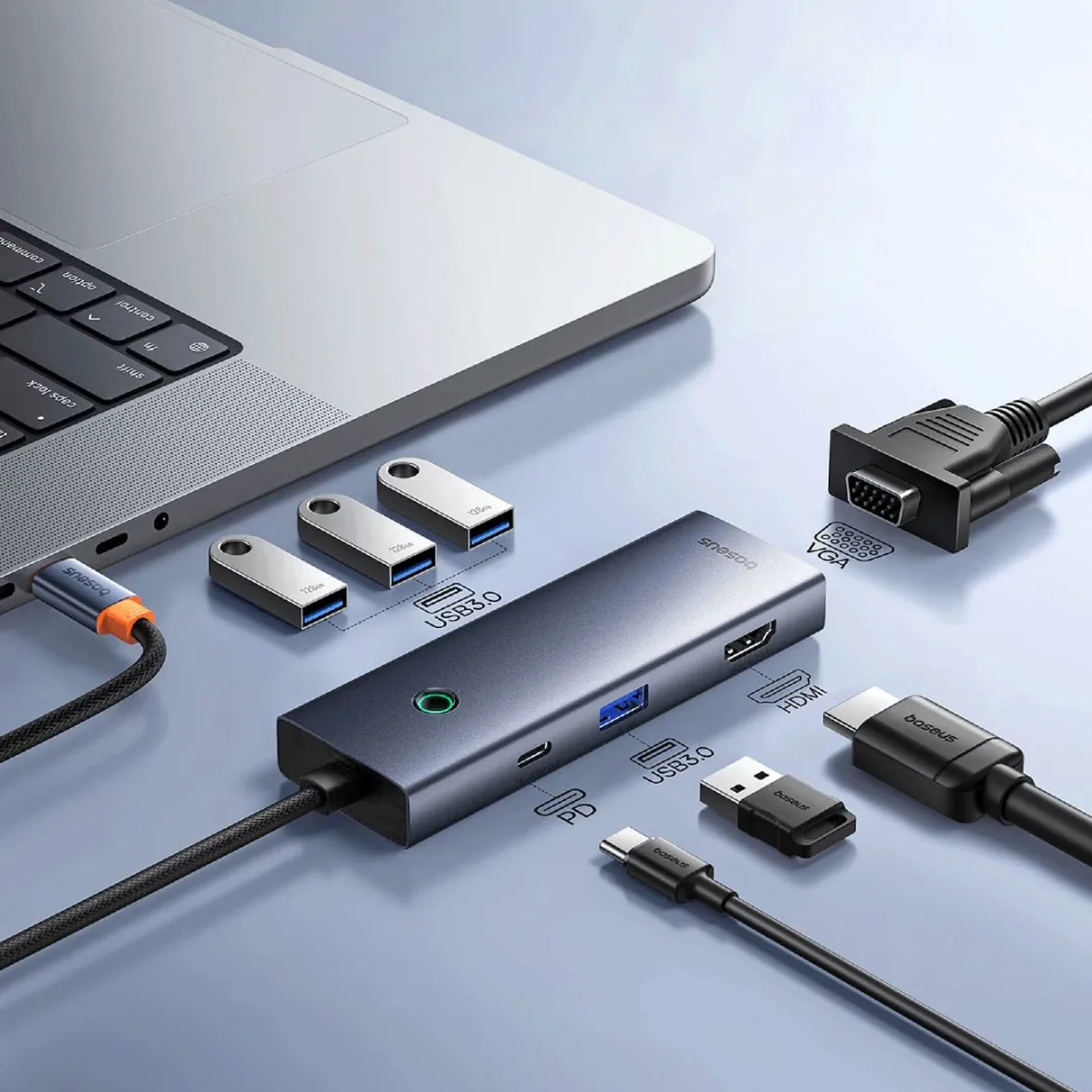 Baseus UltraJoy 7-in-1 USB-C Hub 4K 60Hz - 100W - Space Grey