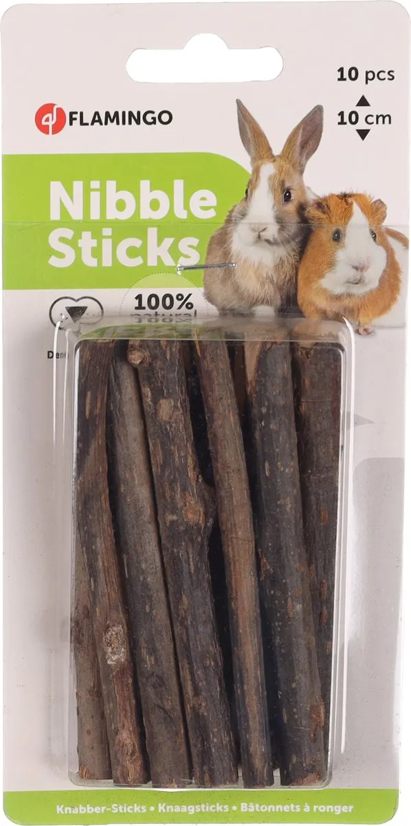 Flamingo Knaagsticks Kiwihout 10 cm - 10 Stuks