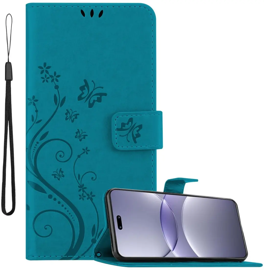 Cadorabo Hoesje geschikt voor Huawei Nova 13 Pro in BLOEMEN BLAUW