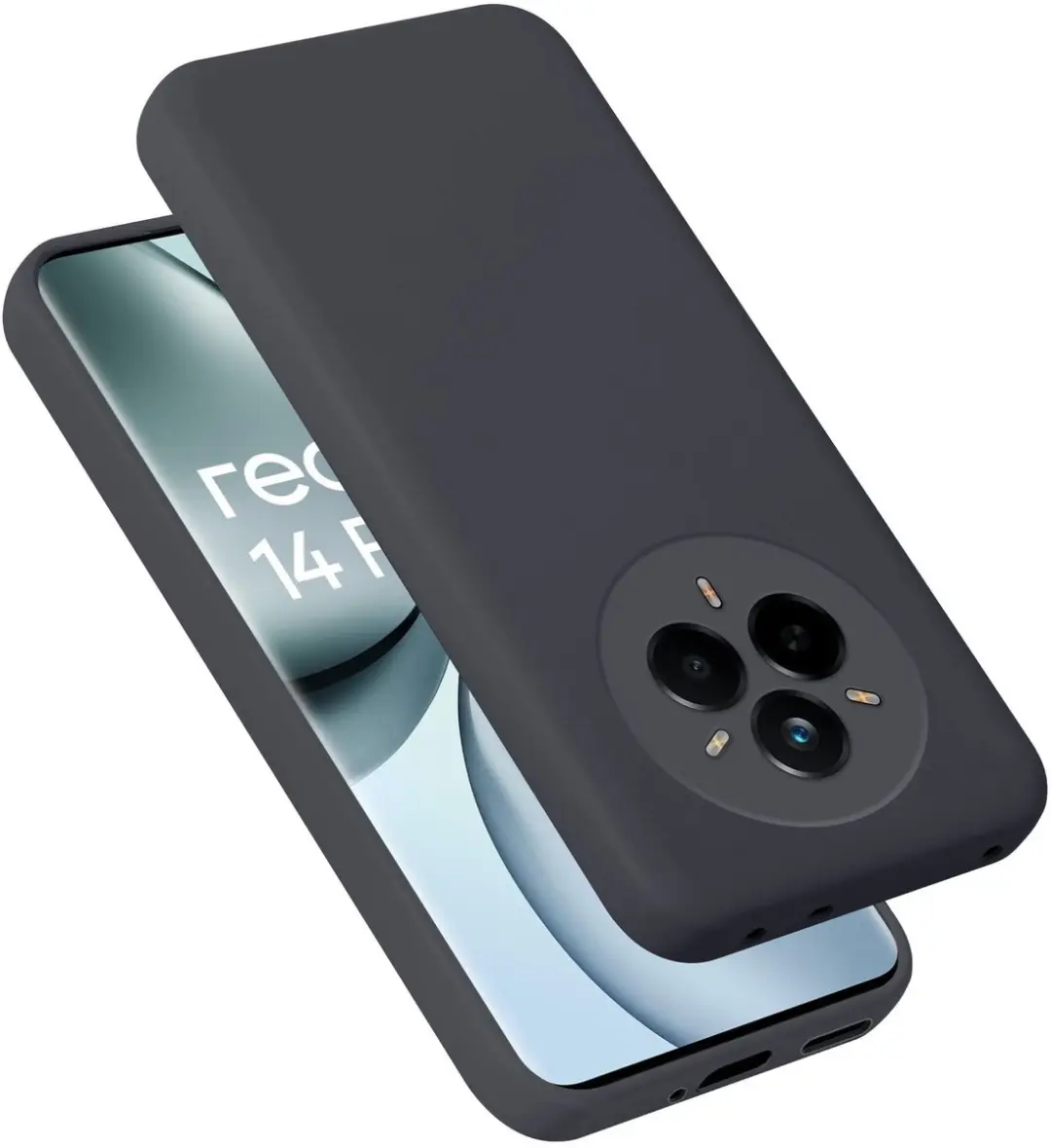 Cadorabo Hoesje geschikt voor Realme 14 Pro Case in Liquid Zwart Beschermhoes ge