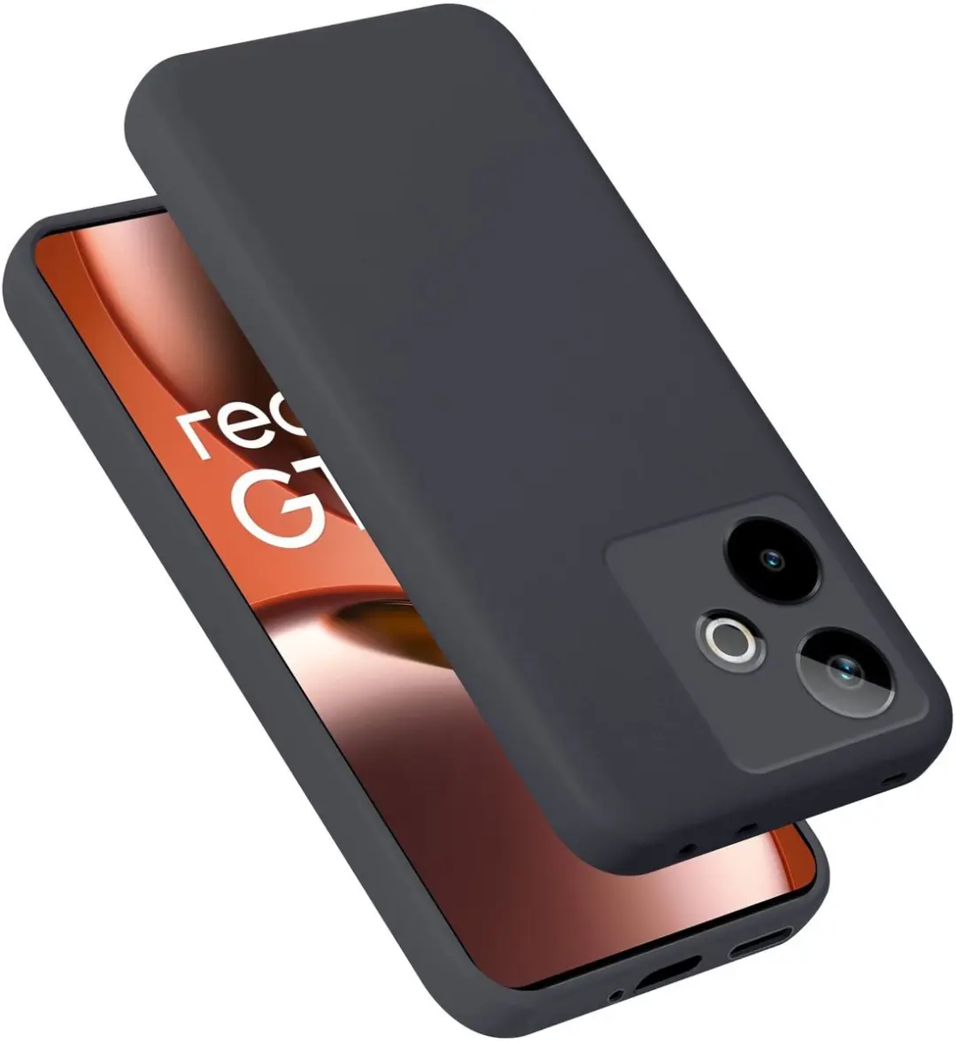 Cadorabo Hoesje geschikt voor Realme GT7 7T Case in Liquid Zwart Beschermhoes ge