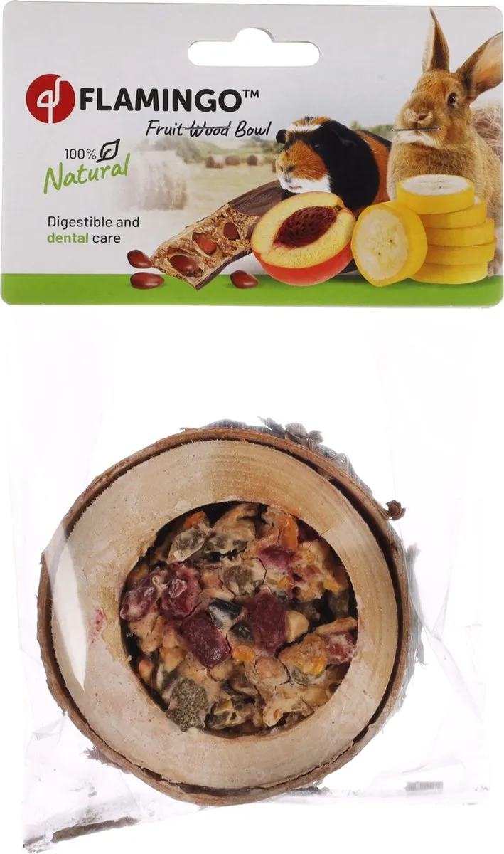 Flamingo Fruitkom Hout Knaagdier 120g