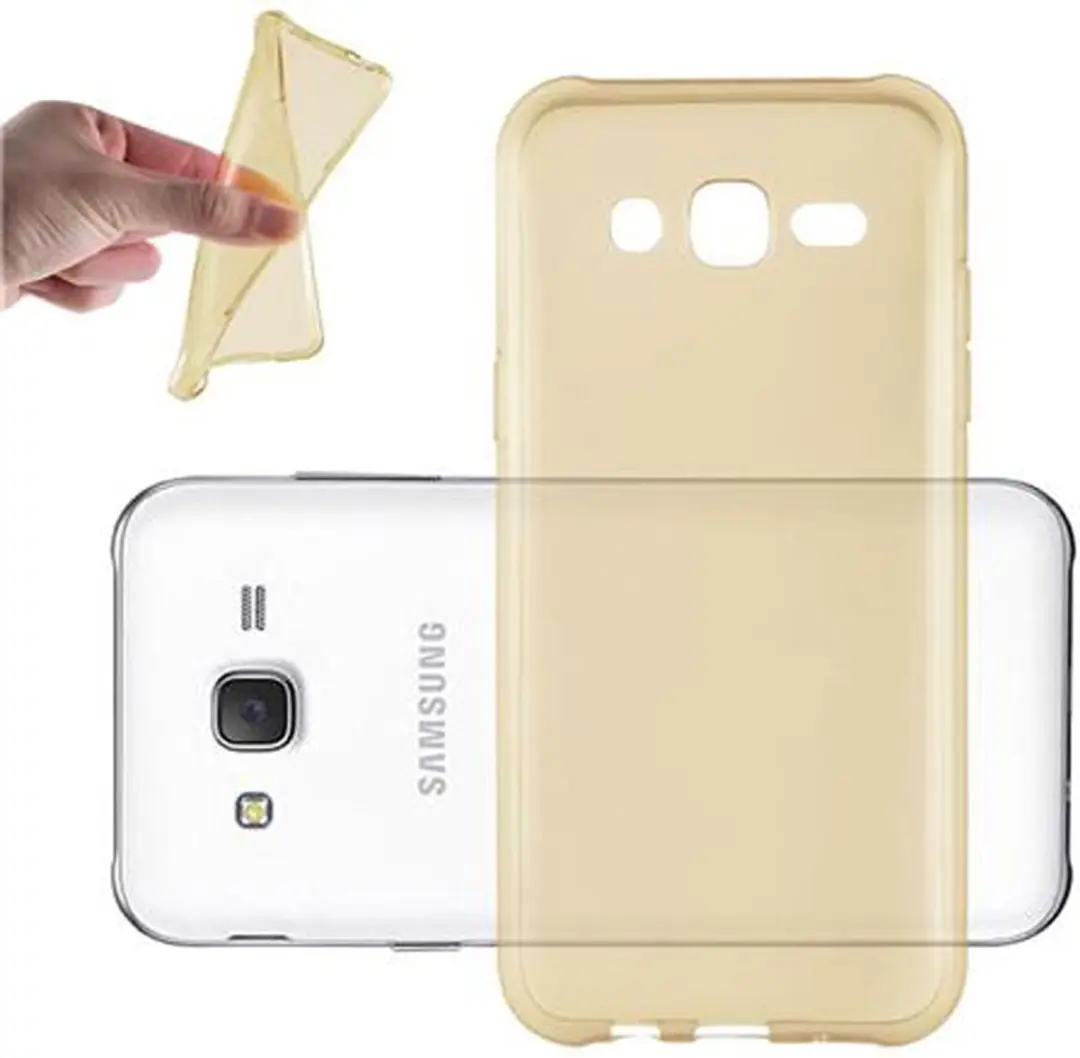 Cadorabo Hoesje geschikt voor Samsung Galaxy J3 2015 in TRANSPARANT GOUD