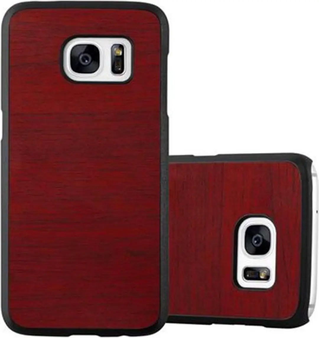 Cadorabo Hoesje geschikt voor Samsung Galaxy S7 in WOODY ROOD