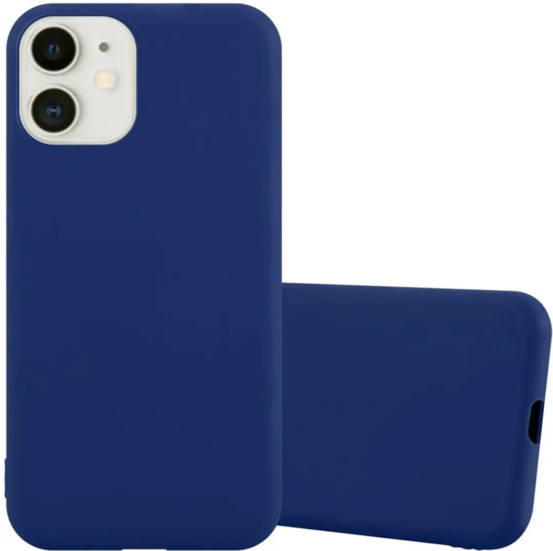 Cadorabo Hoesje geschikt voor Apple iPhone 12 MINI in CANDY DONKER BLAUW