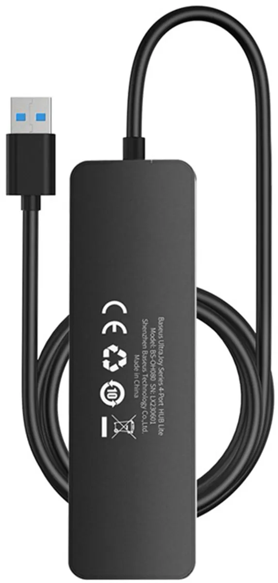 Baseus UltraJoy Lite 4-in-1 USB-Hub 100cm - Zwart