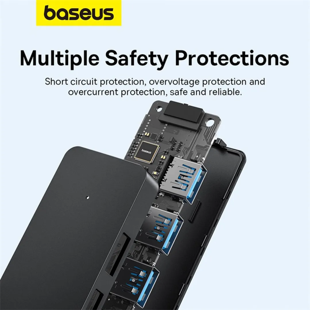 Baseus UltraJoy Lite 4-in-1 USB-Hub 100cm - Zwart - afbeelding 6 van 6