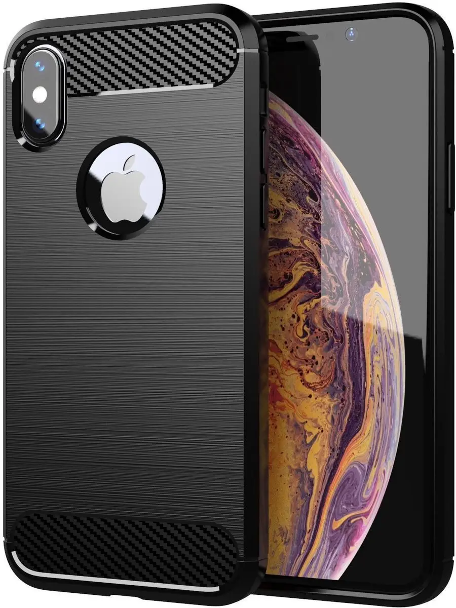 Cadorabo Hoesje geschikt voor Apple iPhone X / XS in Brushed Zwart