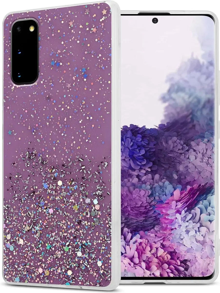 Cadorabo Hoesje geschikt voor Samsung Galaxy S20 in Paars met Glitter