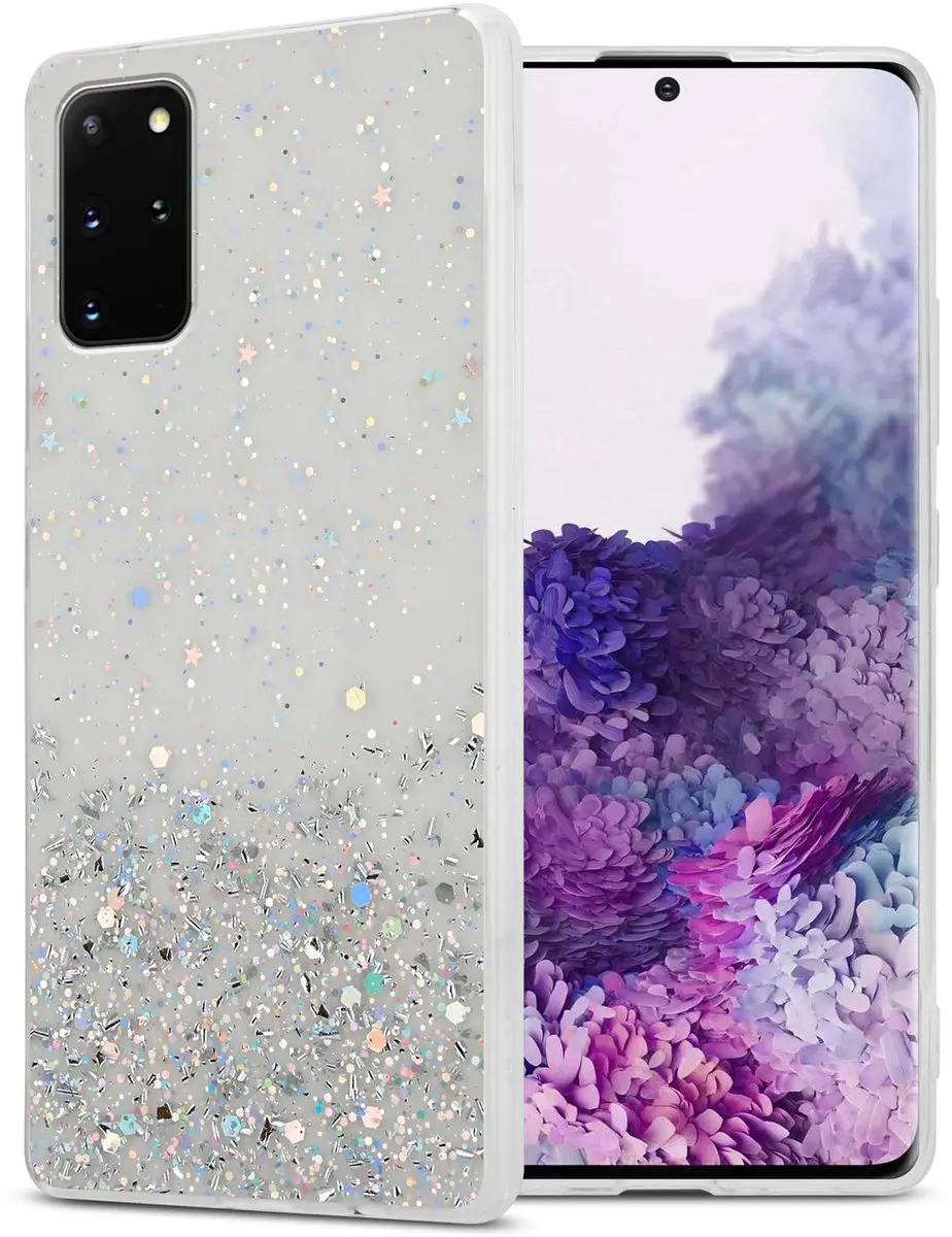 Cadorabo Hoesje geschikt voor Samsung Galaxy S20 PLUS in Transparant met Glitter