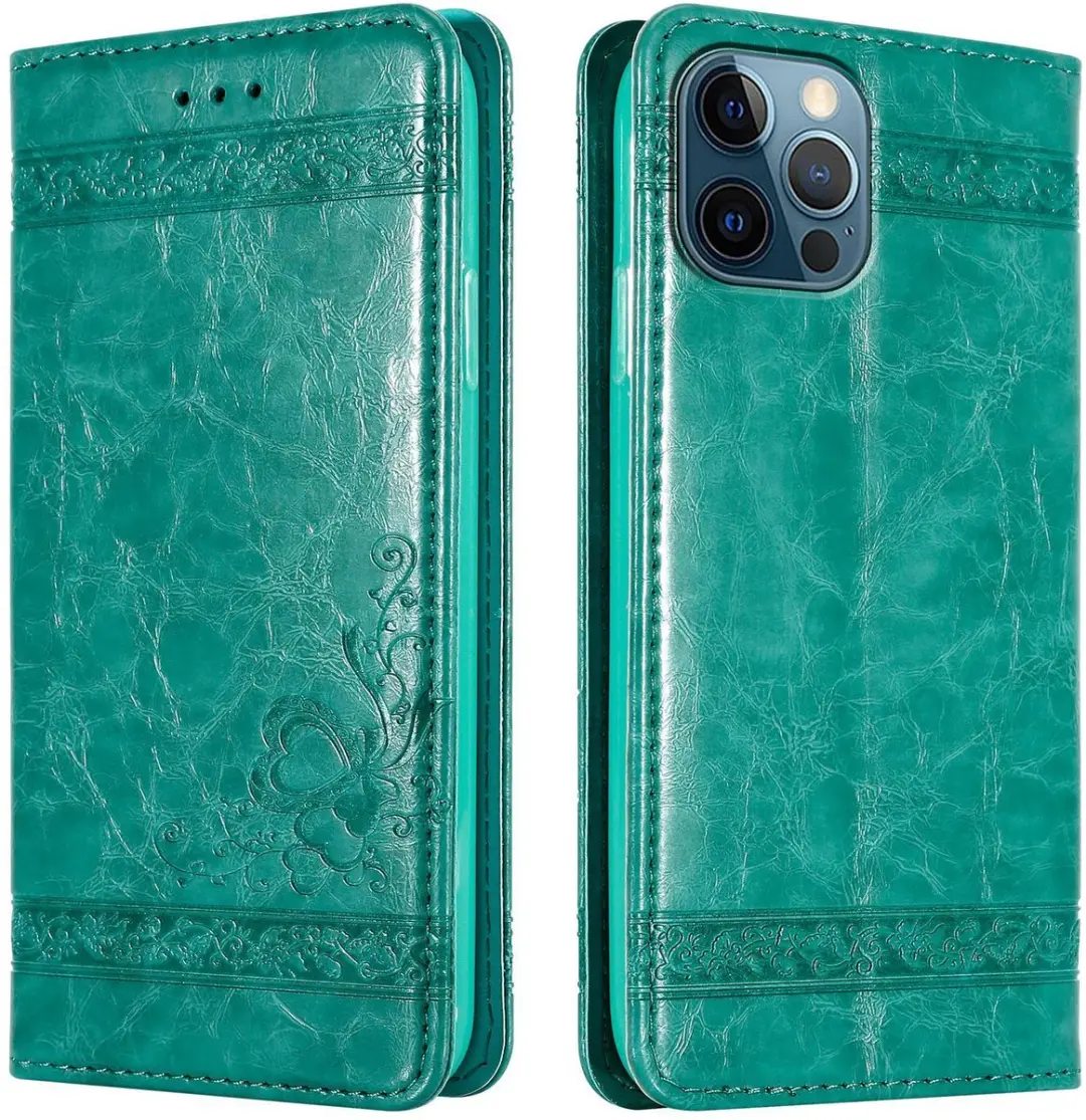 Cadorabo Hoesje geschikt voor Apple iPhone 12 PRO MAX in TURKOOIS met ornamenten