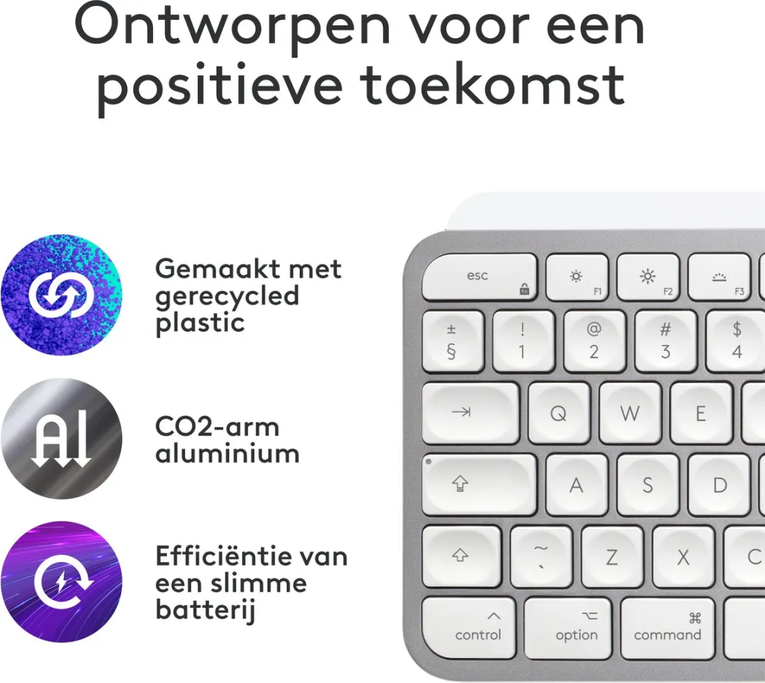 Logitech MX Keys S 920-011638 Toetsenbord - Bluetooth - Qwerty US INTL - Wit - afbeelding 6 van 6