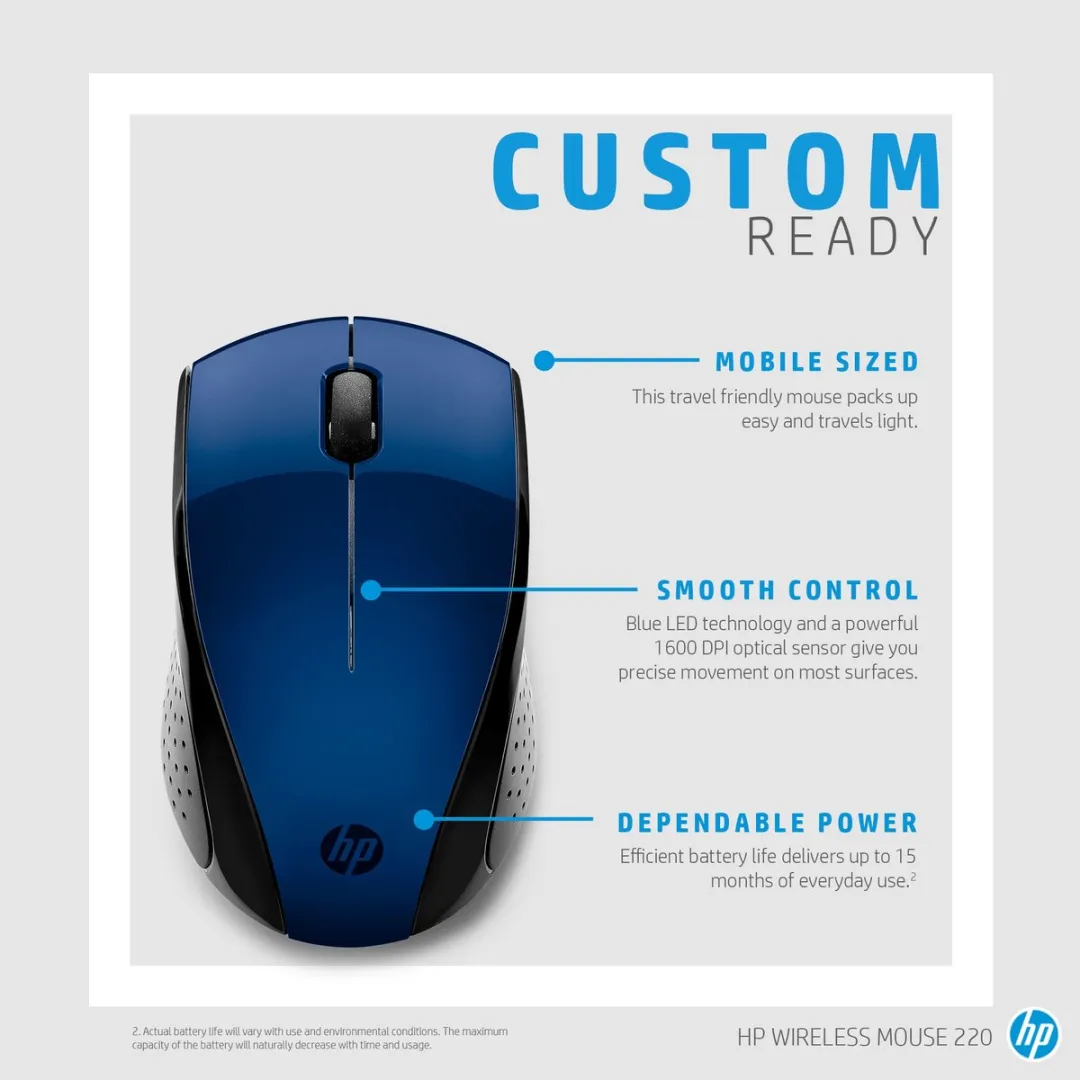 HP 7KX11AA#ABB Wireless Mouse - Blauw