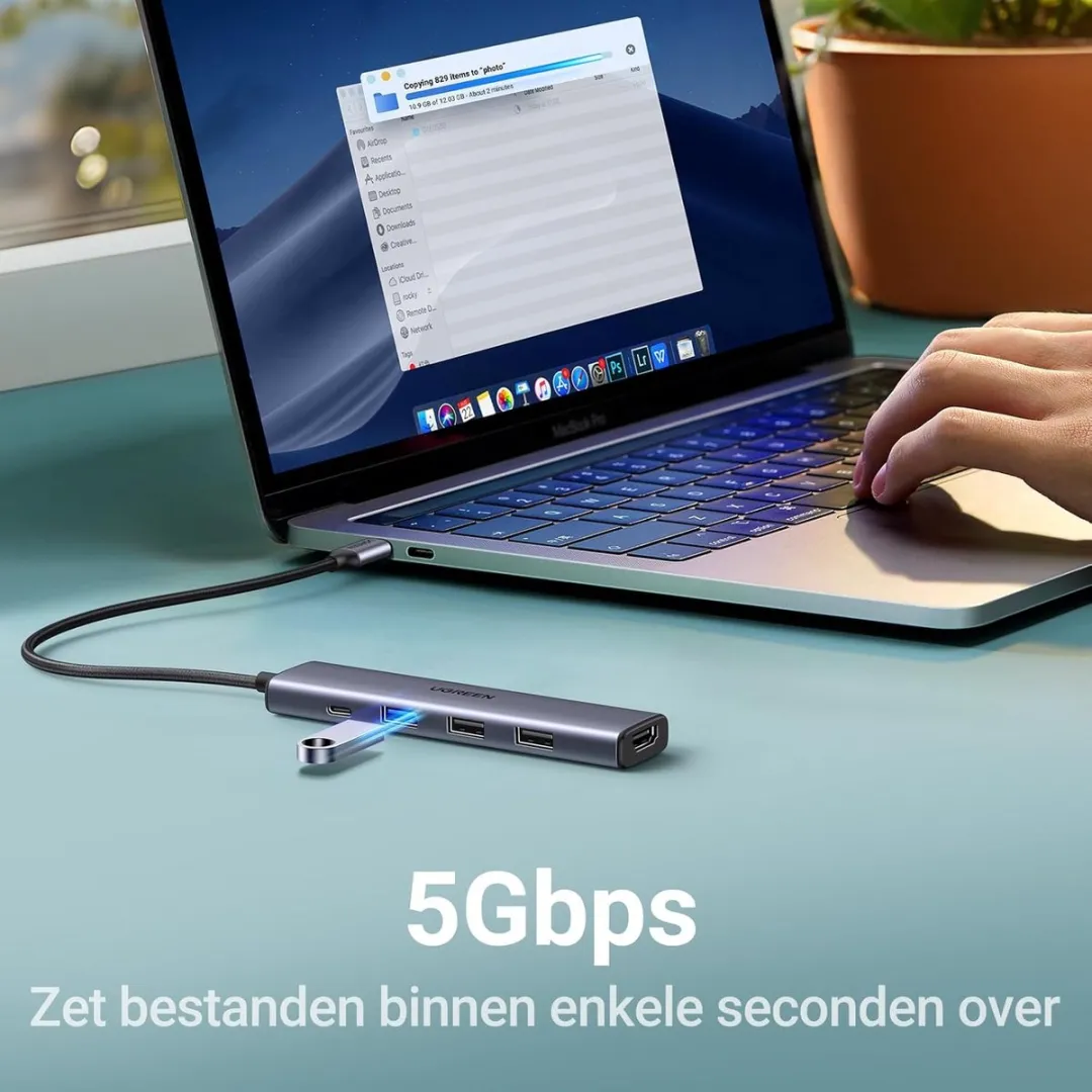 UGREEN Revodok CM478 USB-C Hub 100W - 4K HDMI 4 Poorten - Grijs