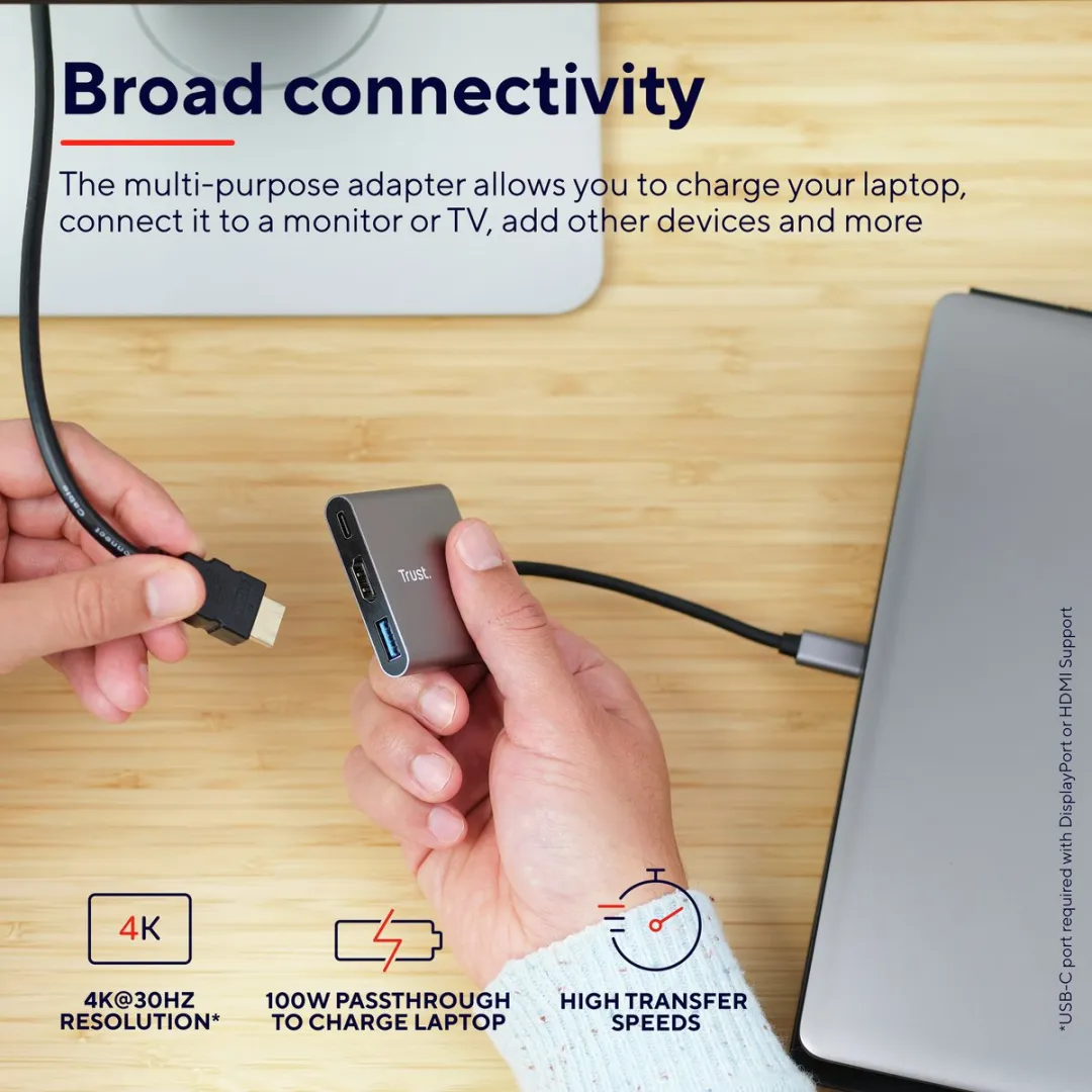 Trust Dalyx 23772 USB-C Adapter - HDMI - Zilver