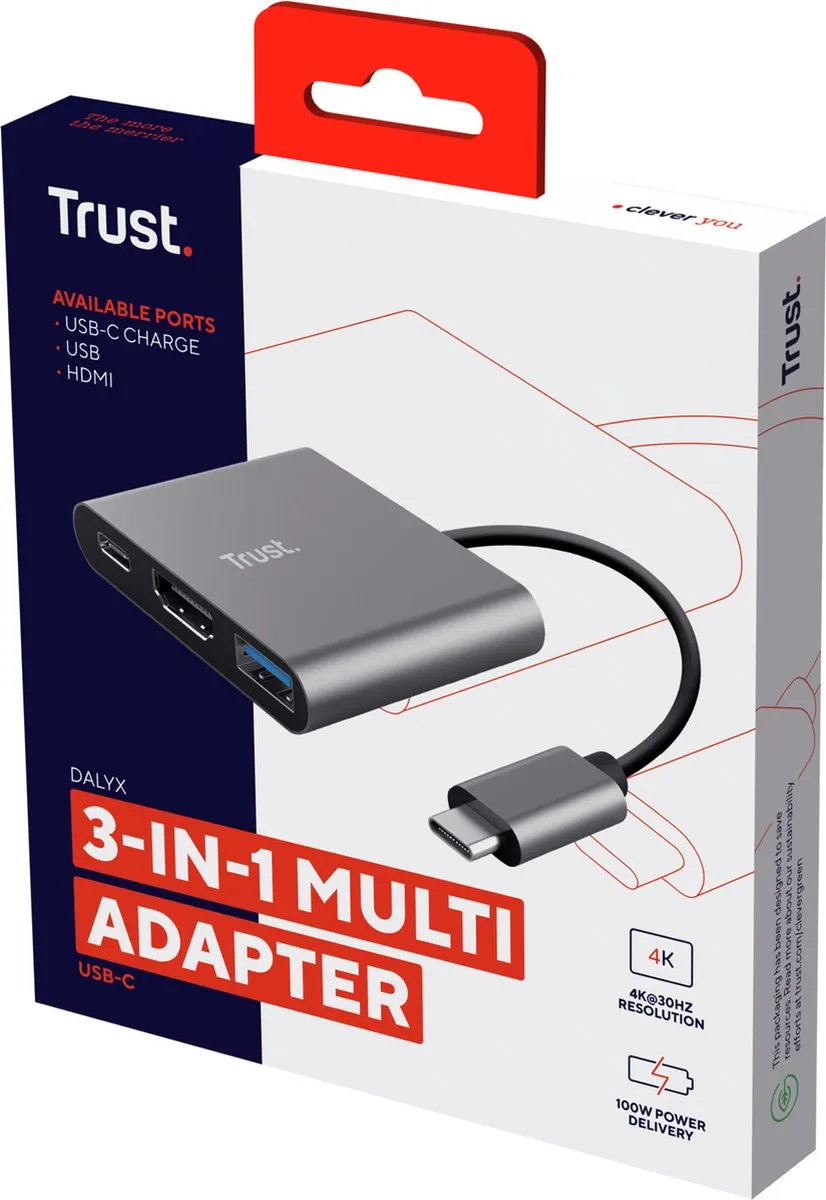 Trust Dalyx 23772 USB-C Adapter - HDMI - Zilver - afbeelding 6 van 6